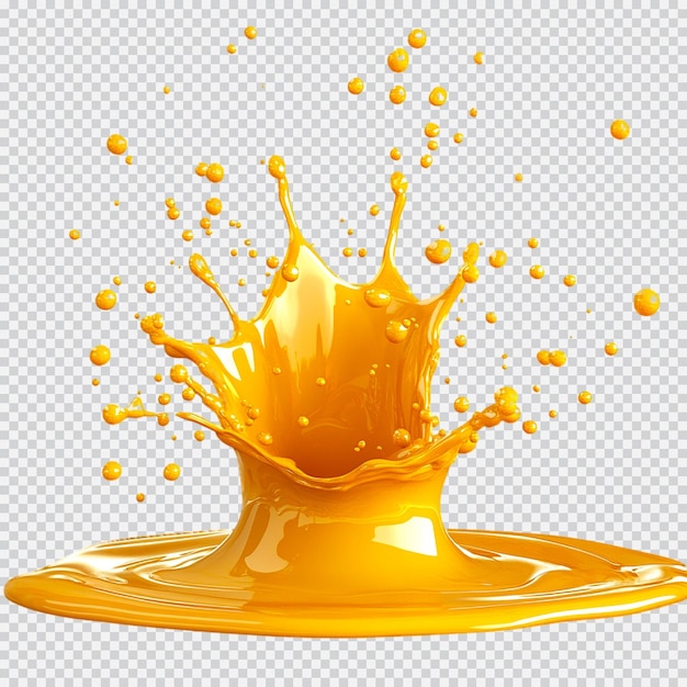 Realistischer Orangensaftkronen-Spritz Obst-Spray und Tropfen fruchtiges süßes Trinkwasser