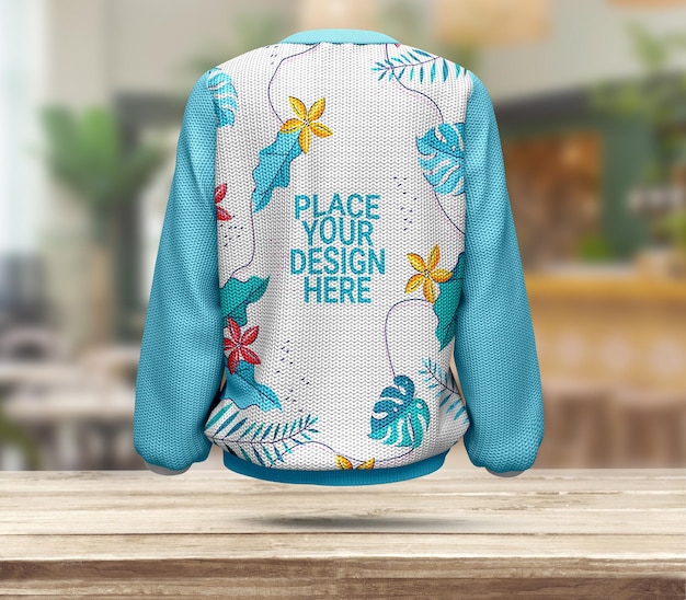 Realistischer Pullover für Frauen Mockup Rückseite Seitenansicht PSD-Mockup Bekleidungsmockup-Vorlage