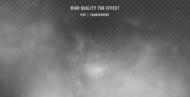 PSD realistischer weißer rauch mit nebeleffekt isoliert auf transparentem hintergrund