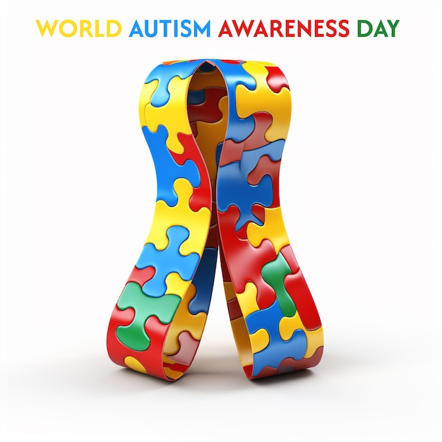 PSD realistischer welt-autismus-bewusstseinstag mit puzzleteilen