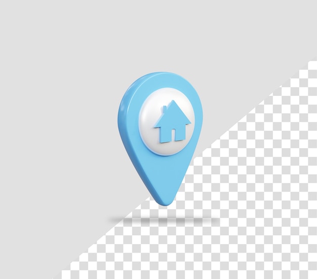 Realistisches 3D-Heimatstandortsymbol und Karten-Pin-GPS