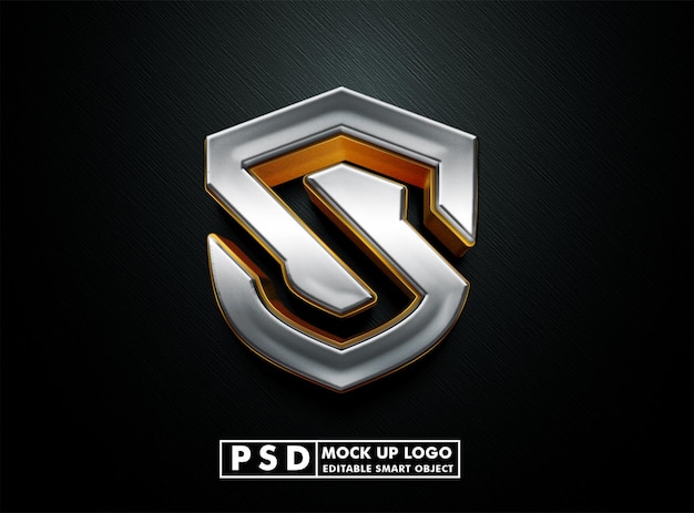 Realistisches 3D-Metallic-Mock-up-Logo Premium PSD