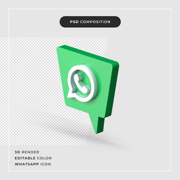 Realistisches 3d-rendering isolierte whatsapp-logo