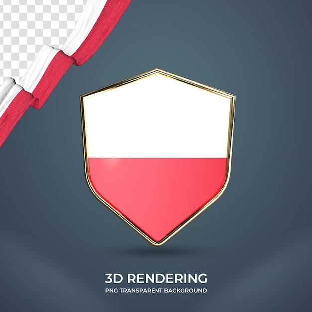 PSD realistisches band mit polnischer flagge 3d-rendering transparentem hintergrund