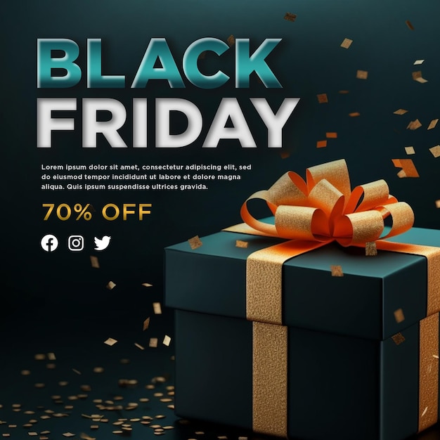 Realistisches Black-Friday-Banner mit schwarzem und blauem Themenhintergrund