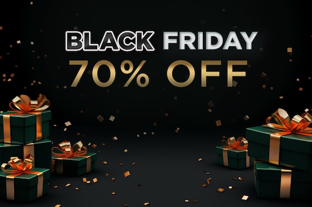 Realistisches black-friday-banner mit schwarzem und goldenem hintergrund