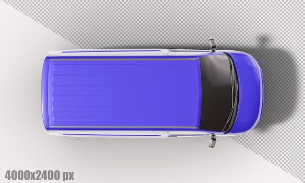 Realistisches blaues van-auto in 3d-rendering