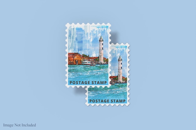 Realistisches Briefmarken-Mockup-Design