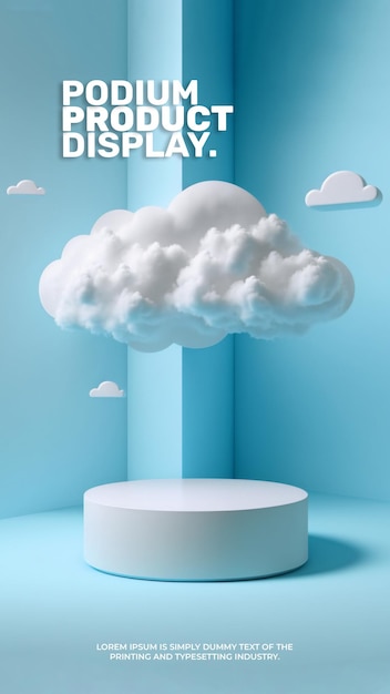 Realistisches bühnendisplay-modell für die szenenanzeige der produktpräsentation mit cloud-3d-rendering