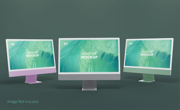 Realistisches Bundle-Pack-Dekstop-Mockup-Design isoliert PSD