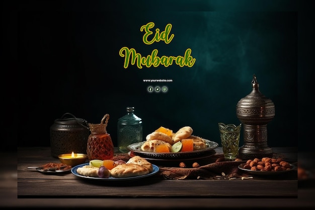PSD realistisches eid mubarak islamisches eid-festival