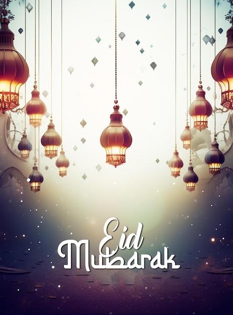 PSD realistisches eid mubarak poster hintergrunddesign vorlage