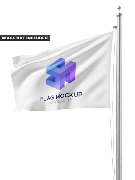 Realistisches Flaggenmodell mit Logo auf weißem Hintergrund