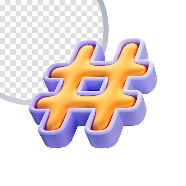 realistisches, glänzendes Hashtag-Sinussymbol 3D-Renderkonzept für Website- und Anwendungssymbol