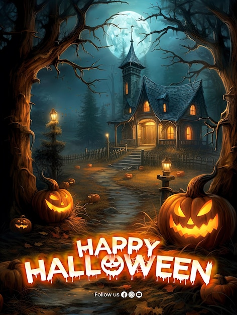 PSD realistisches halloween-poster