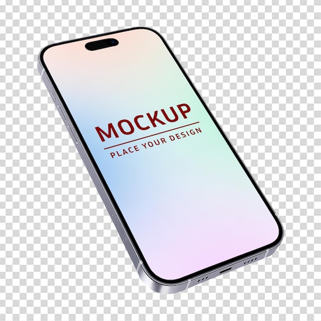 Realistisches iPhone-Mobil-Mockup mit bearbeitbarem Layer, isoliert auf transparentem Hintergrund