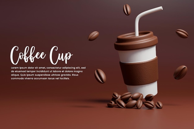 Realistisches Kaffeebohnen-Banner-Template-Design oder Kaffeebohnen-Landing-Page-Template-Design