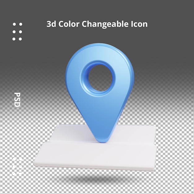 Realistisches Kartenstift-Standortsymbol 3D-Rendering-Navigationszeichen