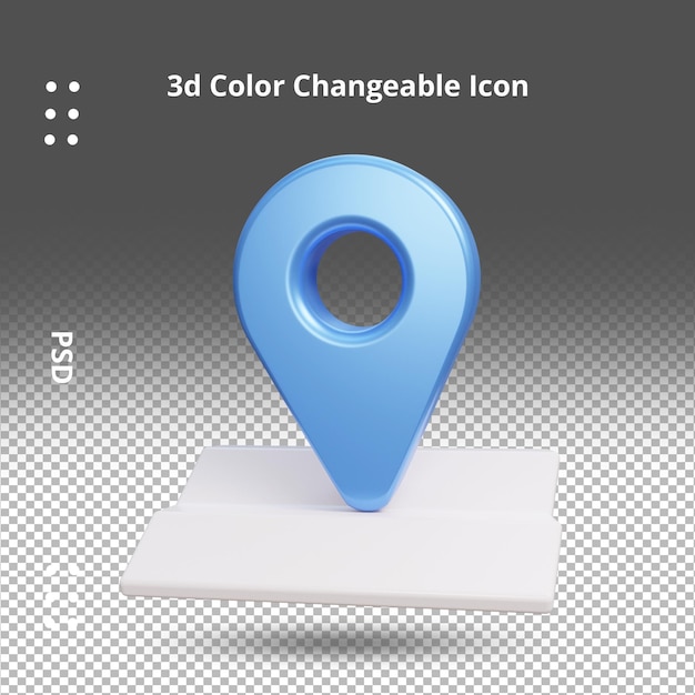 Realistisches kartenstift-standortsymbol 3d-rendering-navigationszeichen