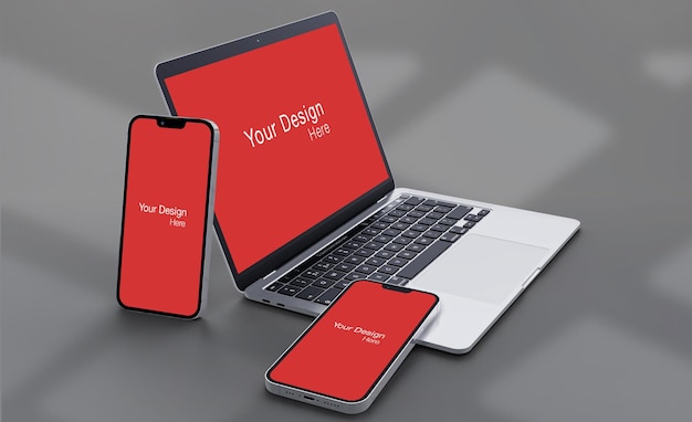 Realistisches laptop- und smartphone-mockup-design psd