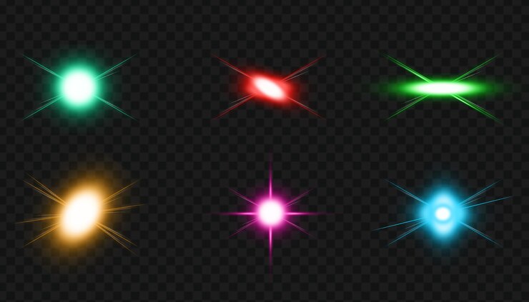 PSD realistisches lens flare-set mit funkelnder lichtexplosion