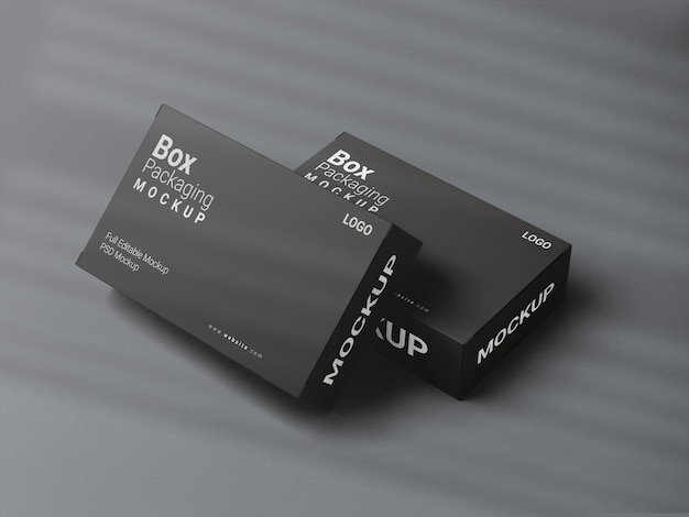 Realistisches, minimalistisches Produktverpackungsbox-Mockup aus zwei Kartons in schwarzer Farbe, psd-Mockup-Design