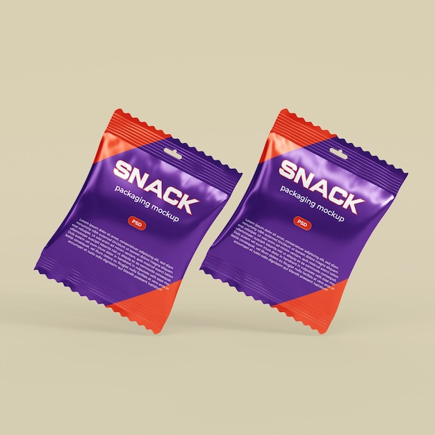 Realistisches mockup der verpackung von snack-taschen psd