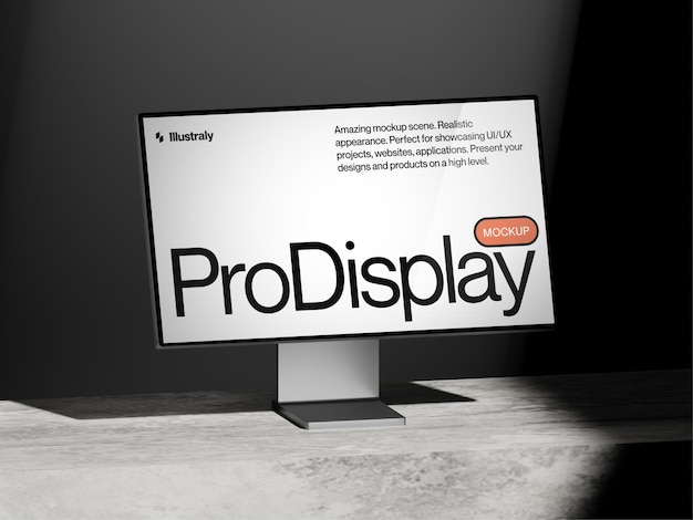 Realistisches Mockup oben links schwarzer Hintergrund ProDisplay Mockup