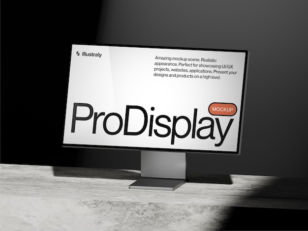 Realistisches Mockup oben rechts schwarzer Hintergrund ProDisplay Mockup