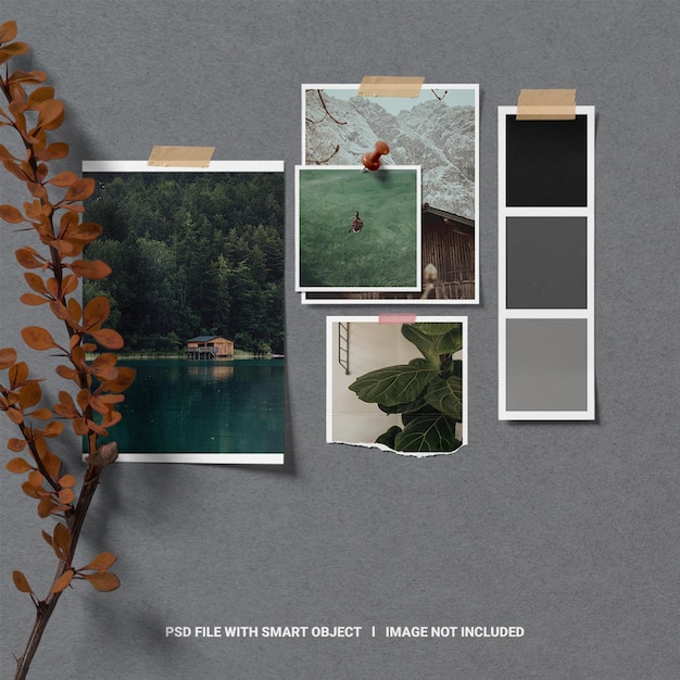 PSD realistisches moodboard-modell