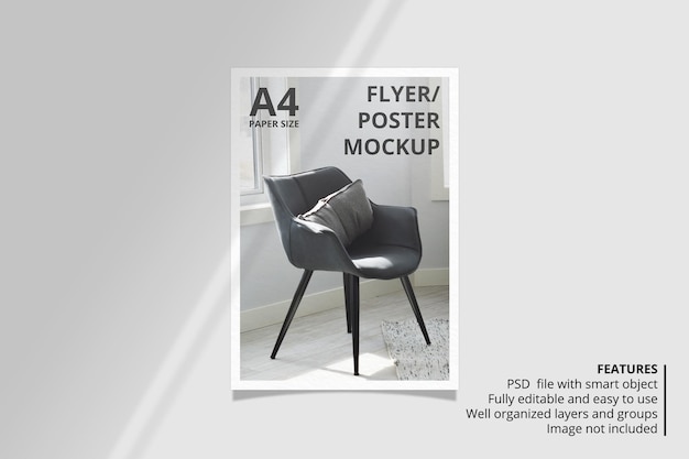 Realistisches Papier- oder Flyer-Broschürenmodell mit Schattenüberlagerung