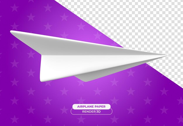 Realistisches papierflugzeug auf transparentem hintergrund