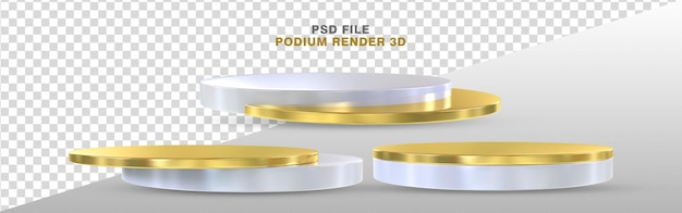 Realistisches podium gold 3d-rendering