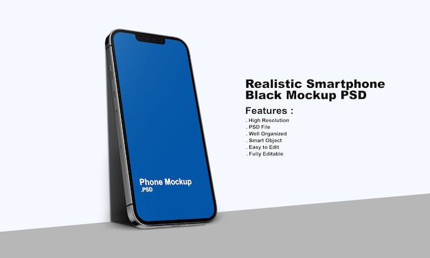 Realistisches premium-smartphone-modell in schwarz