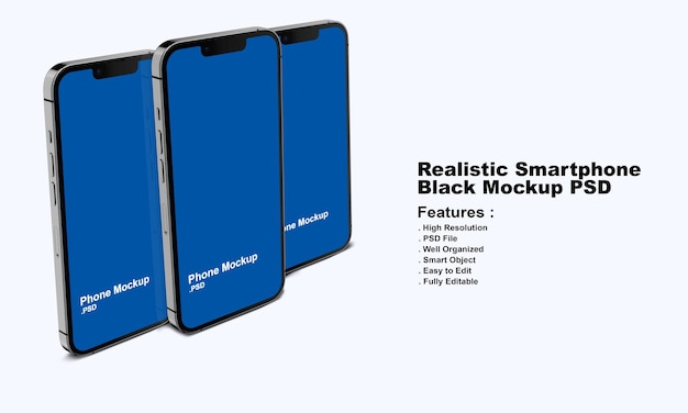 Realistisches premium-smartphone-modell in schwarz