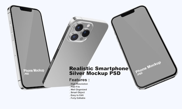 Realistisches premium-smartphone-modell in silber