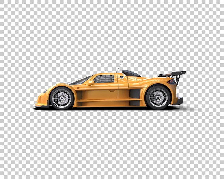 PSD realistisches rennfahrzeug isoliert auf dem hintergrund 3d-rendering-illustration