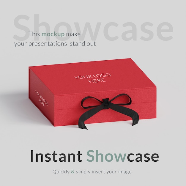 Realistisches Rotes Geschenkkarton-Mockup-Design