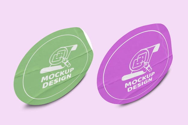 Realistisches rundes Aufkleber-Mockup-Design PSD-Vorlage Werbeetikett-Tag-Mock up