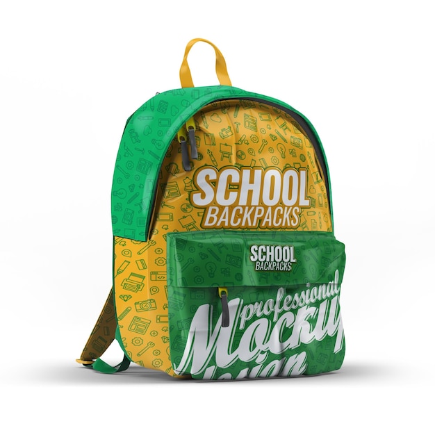 Realistisches Schulrucksack-Mockup-Design