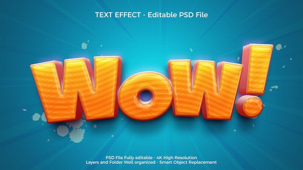 Realistisches Wow 3D-Text-Effekt-Vorlage-Design