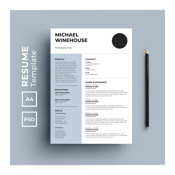 Reanudar plantilla con diseño minimalista