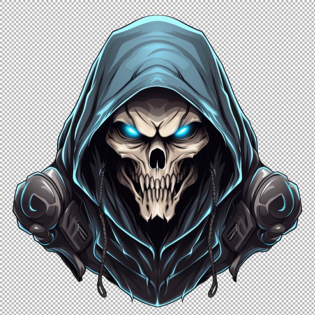 PSD reaper als gamer-maskottchen-logo isoliert auf transparentem hintergrund