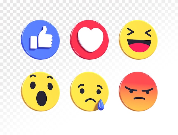 Reazione 3D delle emoji di Facebook impostata in modo trasparente