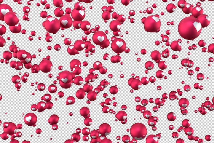 PSD reazioni di facebook cuore emoji rendering 3d, simbolo di palloncino social media con il cuore