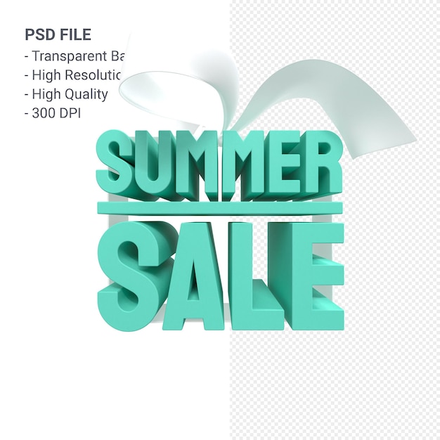 PSD rebajas de verano con lazo y cinta diseño 3d