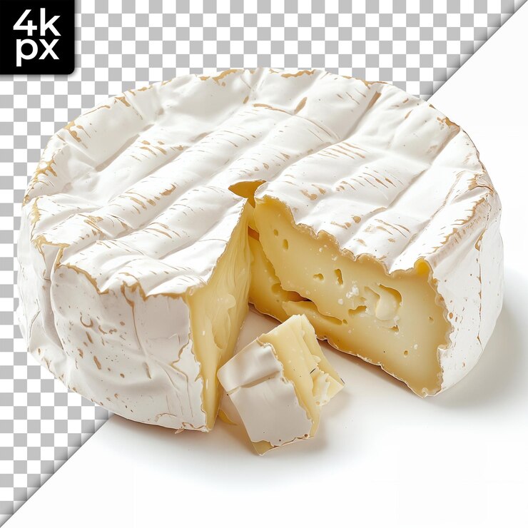 PSD una rebanada de brie cremosa sobre un fondo transparente
