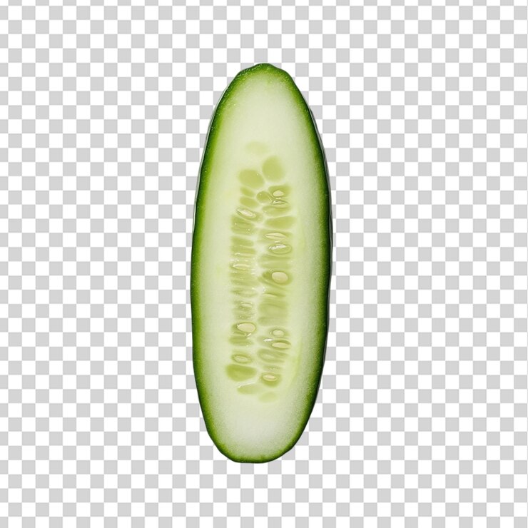 PSD rebanada fresca de pepino aislada sobre un fondo transparente
