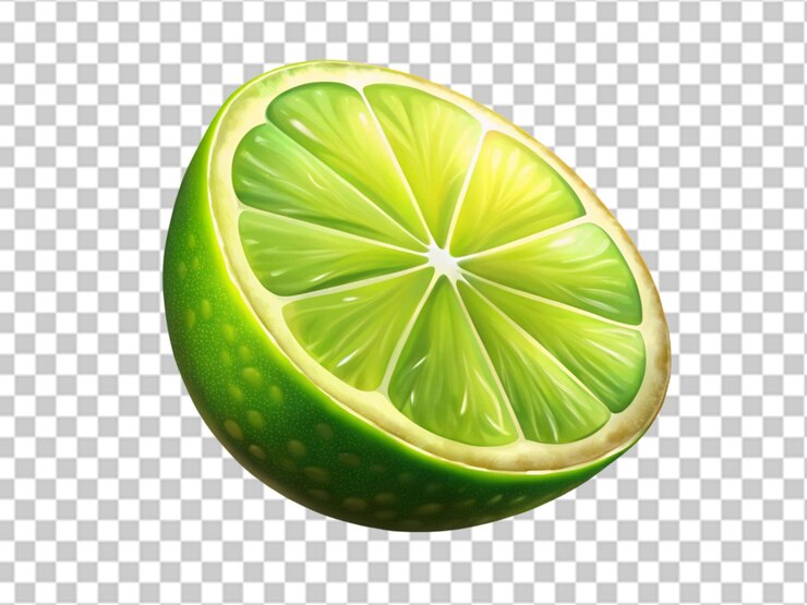 PSD rebanada jugosa de cal aislada en png transparente