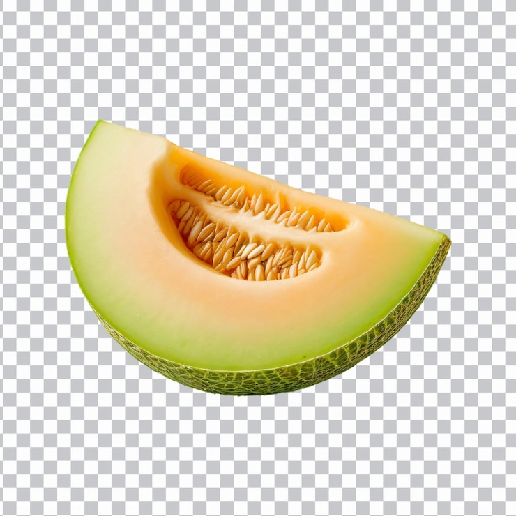 PSD rebanada de melón de melón fresco aislada sobre un fondo transparente